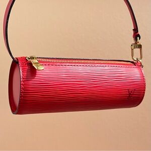 Auth Louis Vuitton • Mini Papillon Bag in Cherry Red Epi Leather Authentic